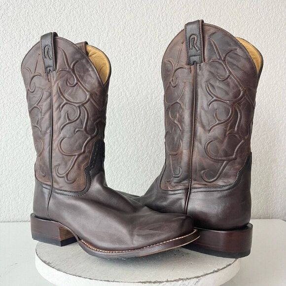 Rod Patrick Mens Cowboy Boots Size 11D Brown CAYUSE Leather Western Blunt Toe - Picture 1 of 16
